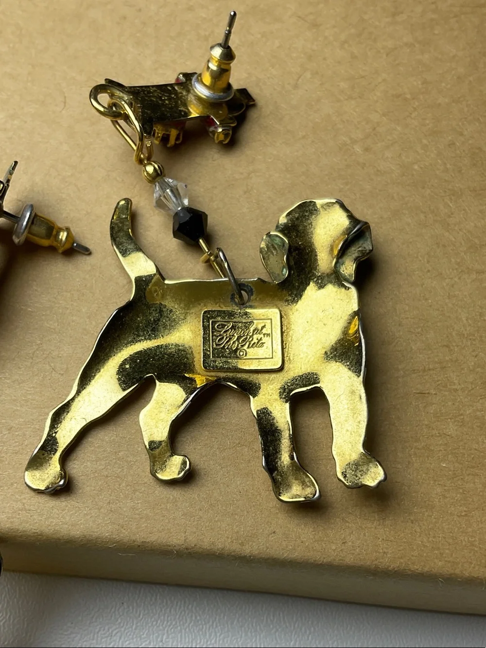 Vintage Dalmatian Dog Drop Earrings - rare - Lunch at the Ritz
